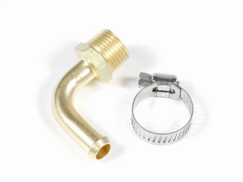 Mr. Gasket 2966 Fitting, Adapter, 90 Degree, 3/8 in Hose Barb to 3/8 in NPT Male, Brass, Natural, Each