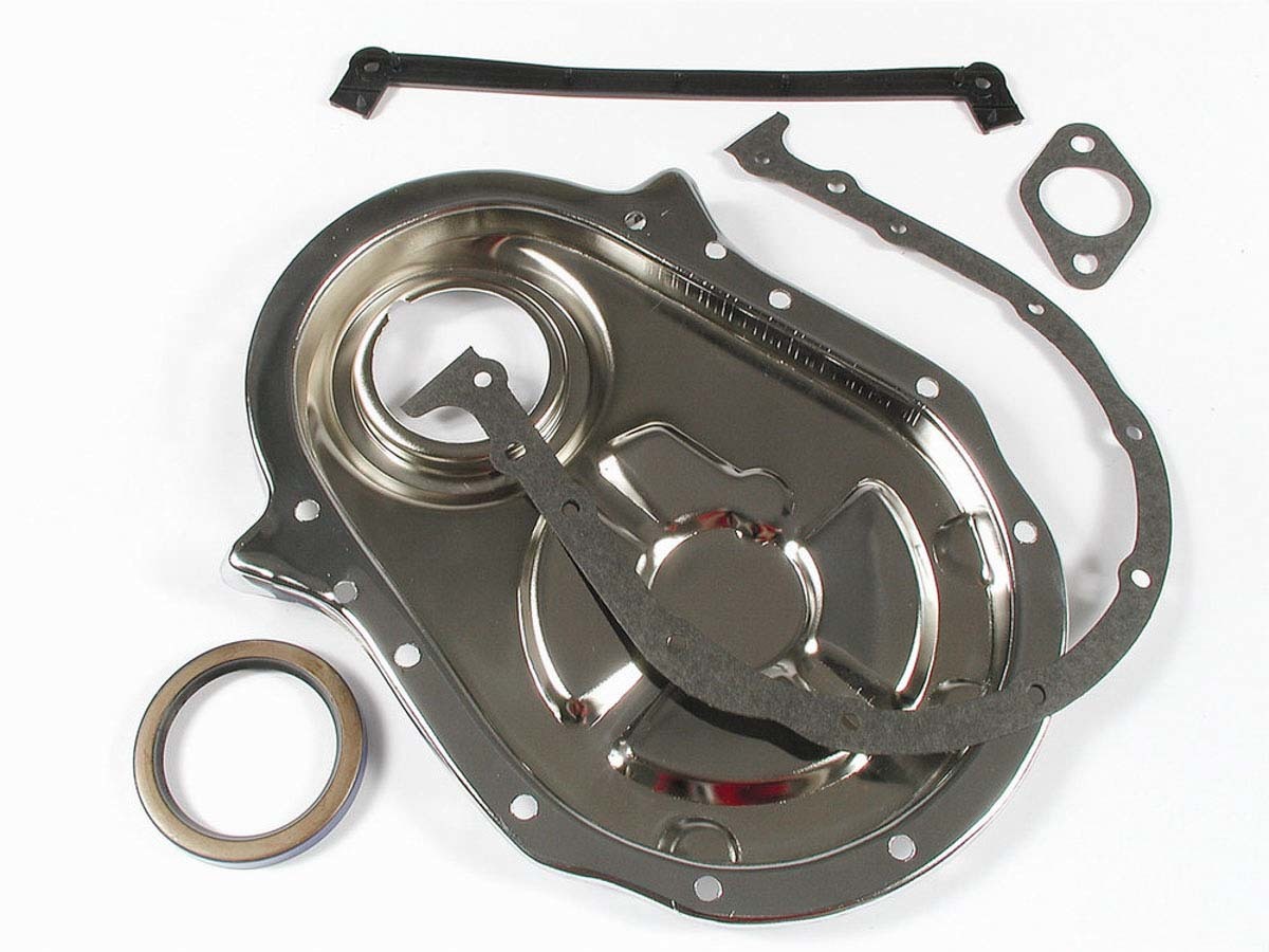 Mr. Gasket 4591 Timing Cover, 1-Piece, Gaskets / Hardware / Seal Included, Steel, Chrome, Big Block Chevy, Each
