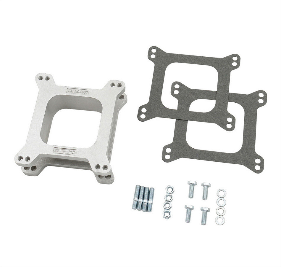 Mr. Gasket 6007 Carburetor Spacer, 2 in Thick, Open, Square Bore, Hardware Included, Aluminum, Natural, Each