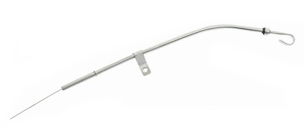 Mr. Gasket 6237 Engine Oil Dipstick, Passenger Side, Solid Tube, Pan Mount, Steel, Chrome, Small Block Chevy, Each