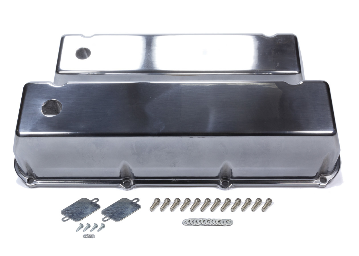 Mr. Gasket 6873G Valve Cover, Tall, Breather Holes, Hardware Included, Aluminum, Polished, Big Block Ford, Pair