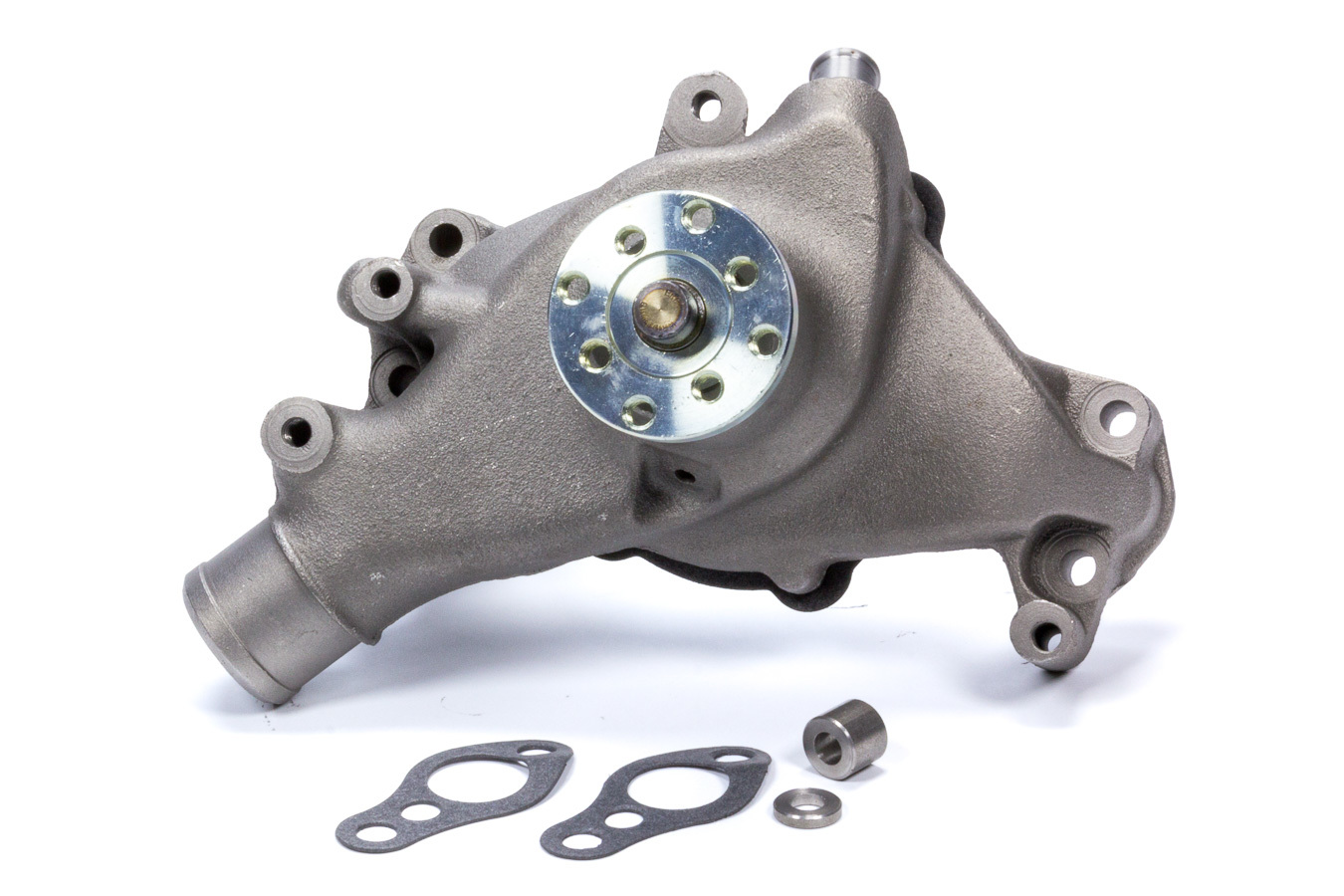 Mr. Gasket 7012NG Water Pump, Mechanical, High Volume, 5/8 in Pilot, Long Design, Iron, Natural, Small Block Chevy, Each