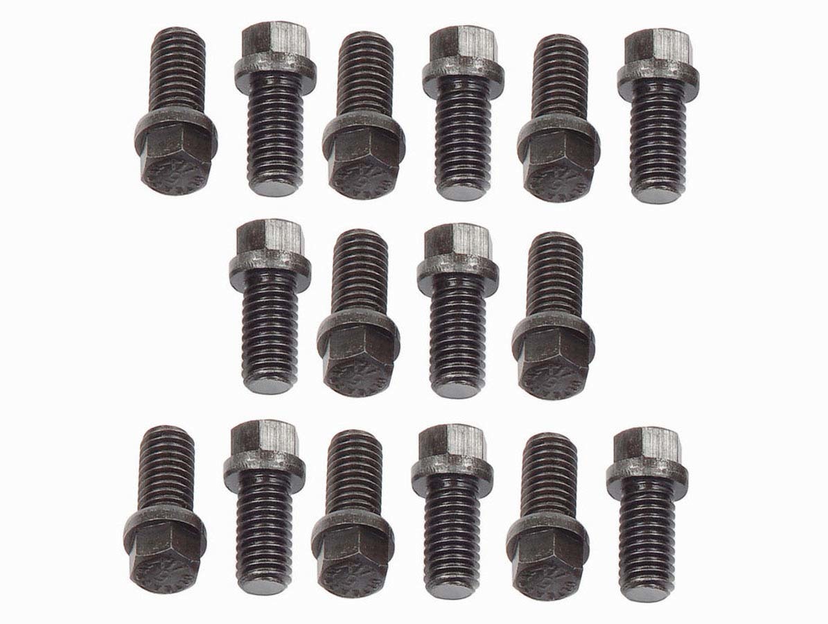 Mr. Gasket 919G Header Bolt, 3/8-16 in Thread, 0.750 in Long, Hex Head, Steel, Black Oxide, Big Block Chevy / Small Block Ford, Set of 16
