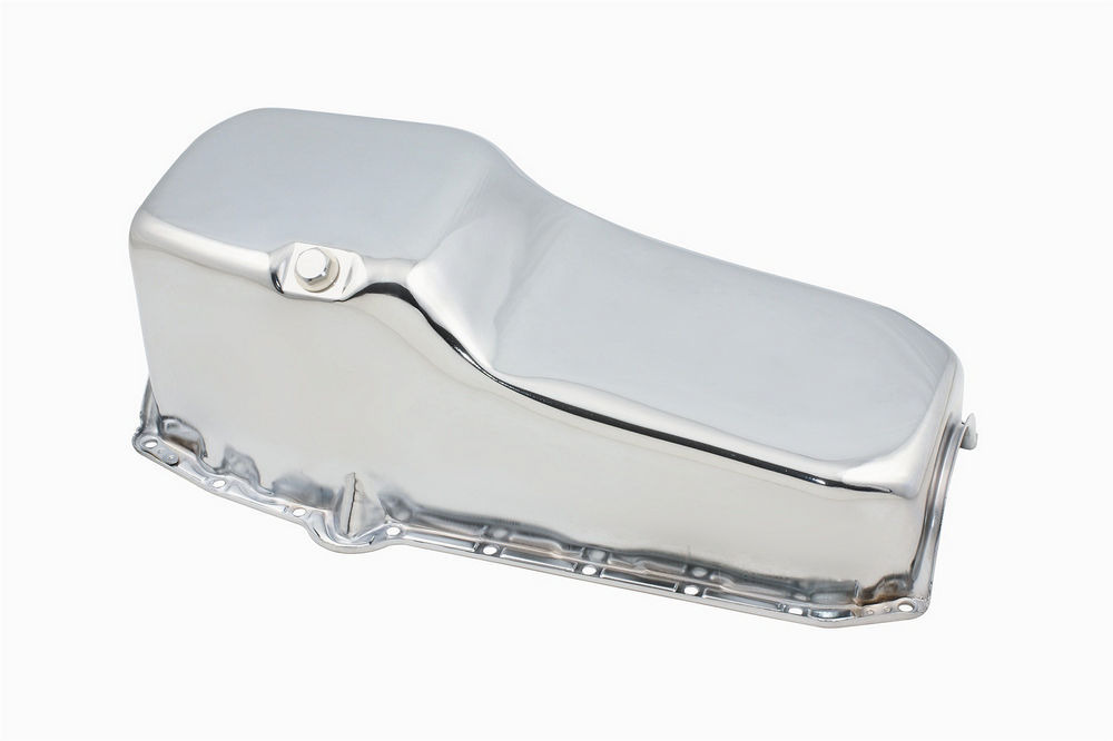 Mr. Gasket 9781 Engine Oil Pan, Rear Sump, 5 qt, 7-1/2 in Deep, Steel, Chrome, Small Block Chevy, Each