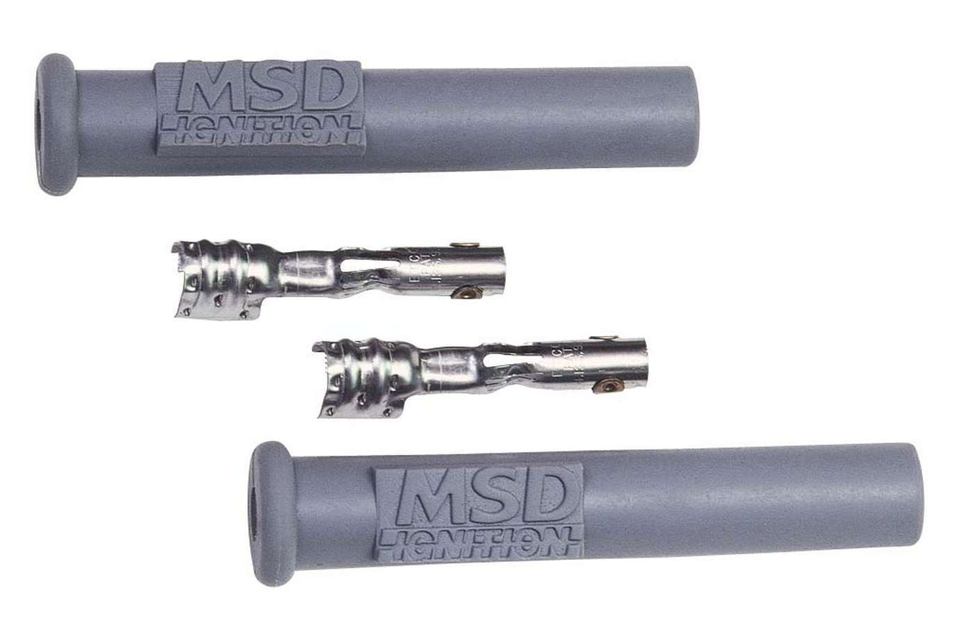MSD Ignition 3301 Boot / Terminal Kit, Distributor / Coil, 8.5 mm, Gray, Straight, Socket Style, Pair
