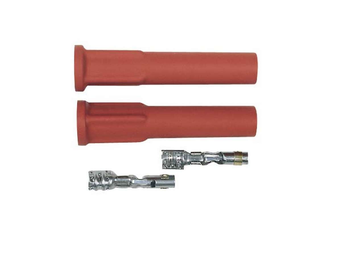 MSD Ignition 3327 Boot / Terminal Kit, Coil / Plug, 8.5 mm, Orange, Straight, Socket Style, Pair