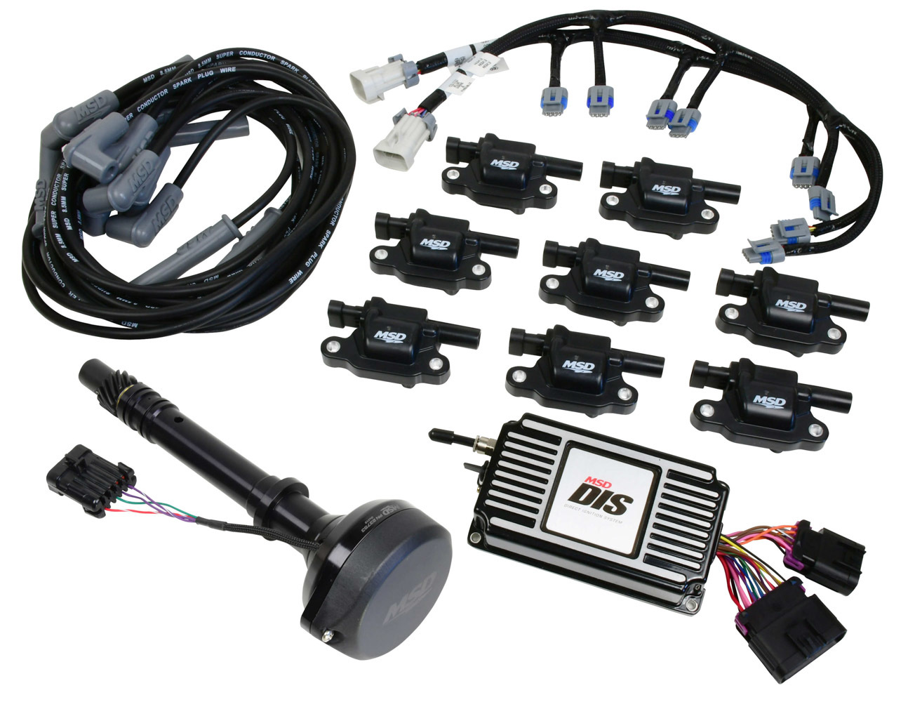 MSD Ignition 601513 Ignition System, Control Box / Coil Harness / Distributor / Ignition Coils / Spark Plug Wires, Chevy V8, Kit