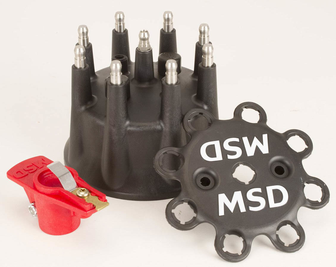 MSD Ignition 79193 Cap and Rotor Kit, HEI Style Terminal, Stainless Terminals, Screw Down, Black, Vented, MSD 12 LT, V8, Kit
