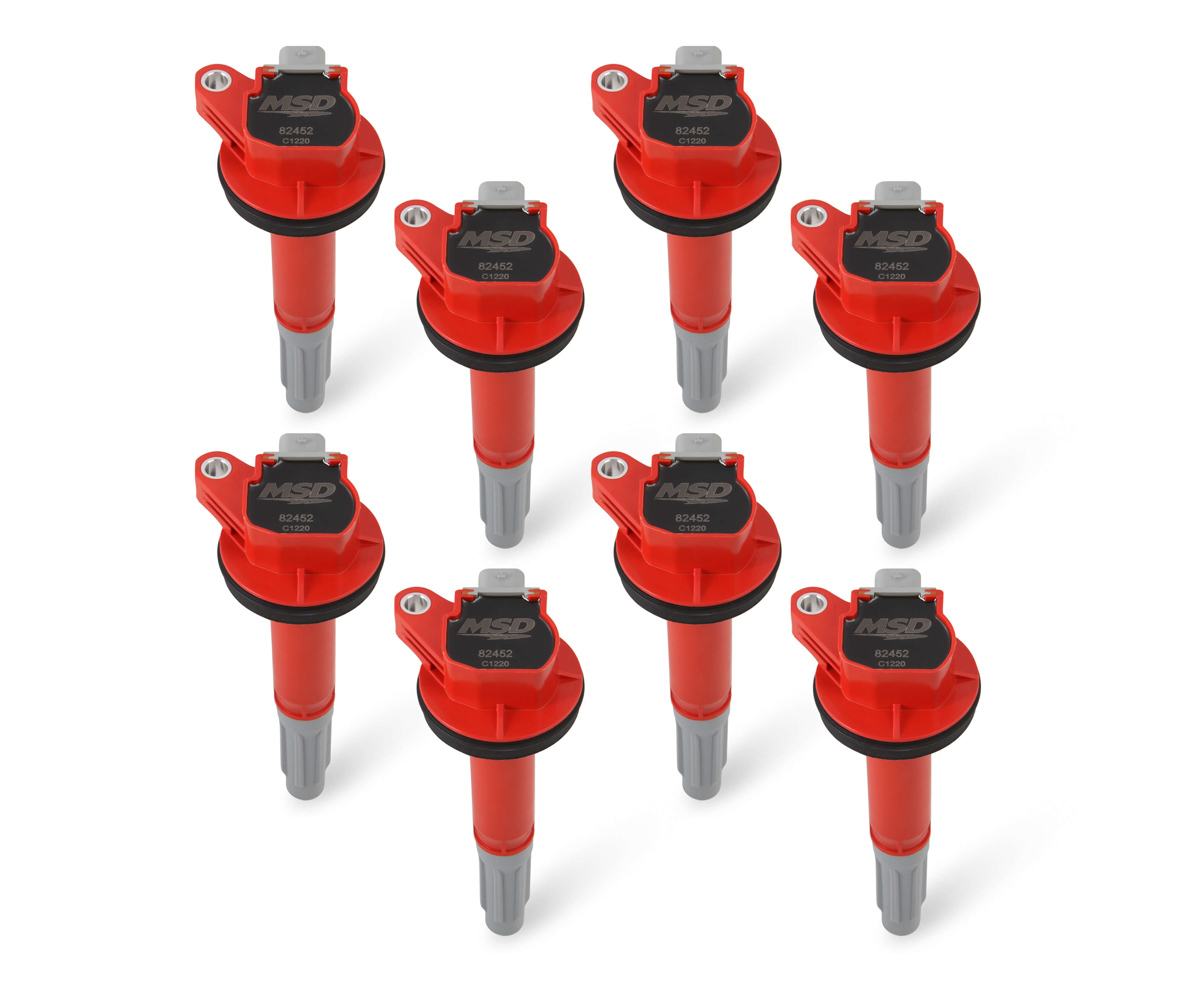 MSD Ignition 824528 Ignition Coil, Male HEI Style, Red, Ford Mustang 2016-20, Set of 8