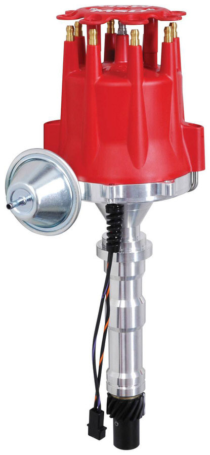 MSD Ignition 8363 Distributor, Pro-Billet, Magnetic Pickup, Vacuum Advance, HEI Style Terminal, Red, Cadillac V8, Each
