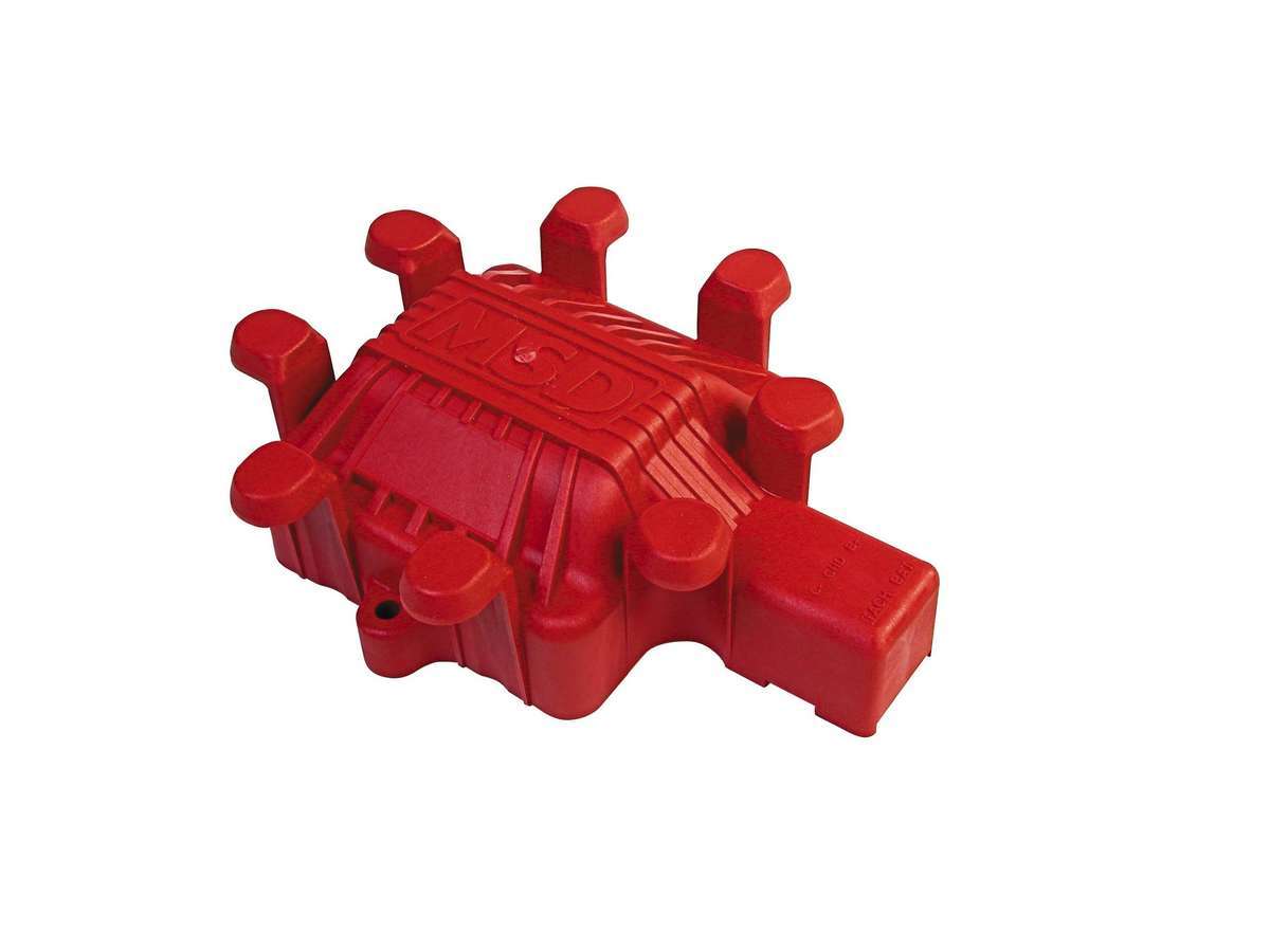 MSD Ignition 84022 Distributor Coil Cover, Built-in Wire Retainer, Heavy Duty, Red, GM HEI V8, Each