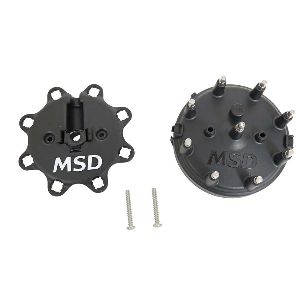 MSD Ignition 84083 Distributor Cap, HEI Style Terminals, Stainless Terminals, Clamp Down, Black, Vented, Ford V8 / MSD Pro-Billet, Each