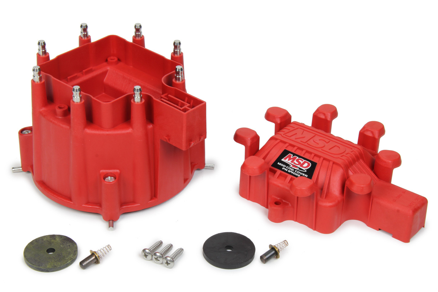 MSD Ignition 84111 Distributor Cap, HEI Style Terminals, Aluminum Terminals, Twist Lock, Red, Non-Vented, GM HEI V8, Each