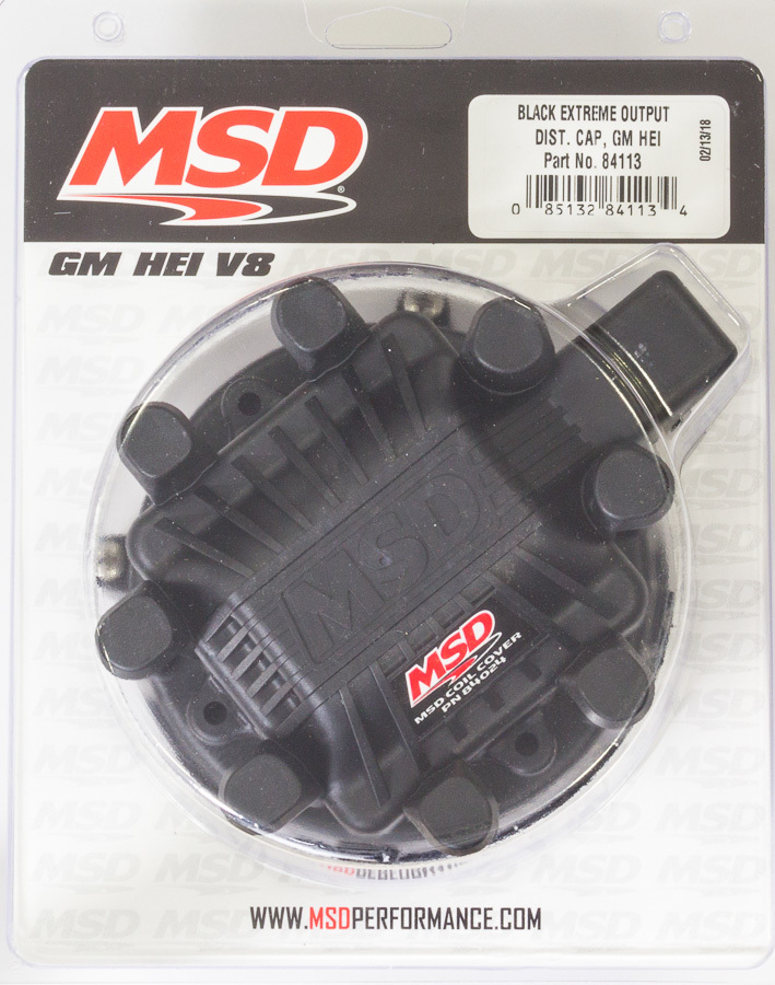 MSD Ignition 84113 Distributor Cap, Extreme Output, HEI Style Terminals, Aluminum Terminals, Twist Lock, Black, Chevy V8, Each