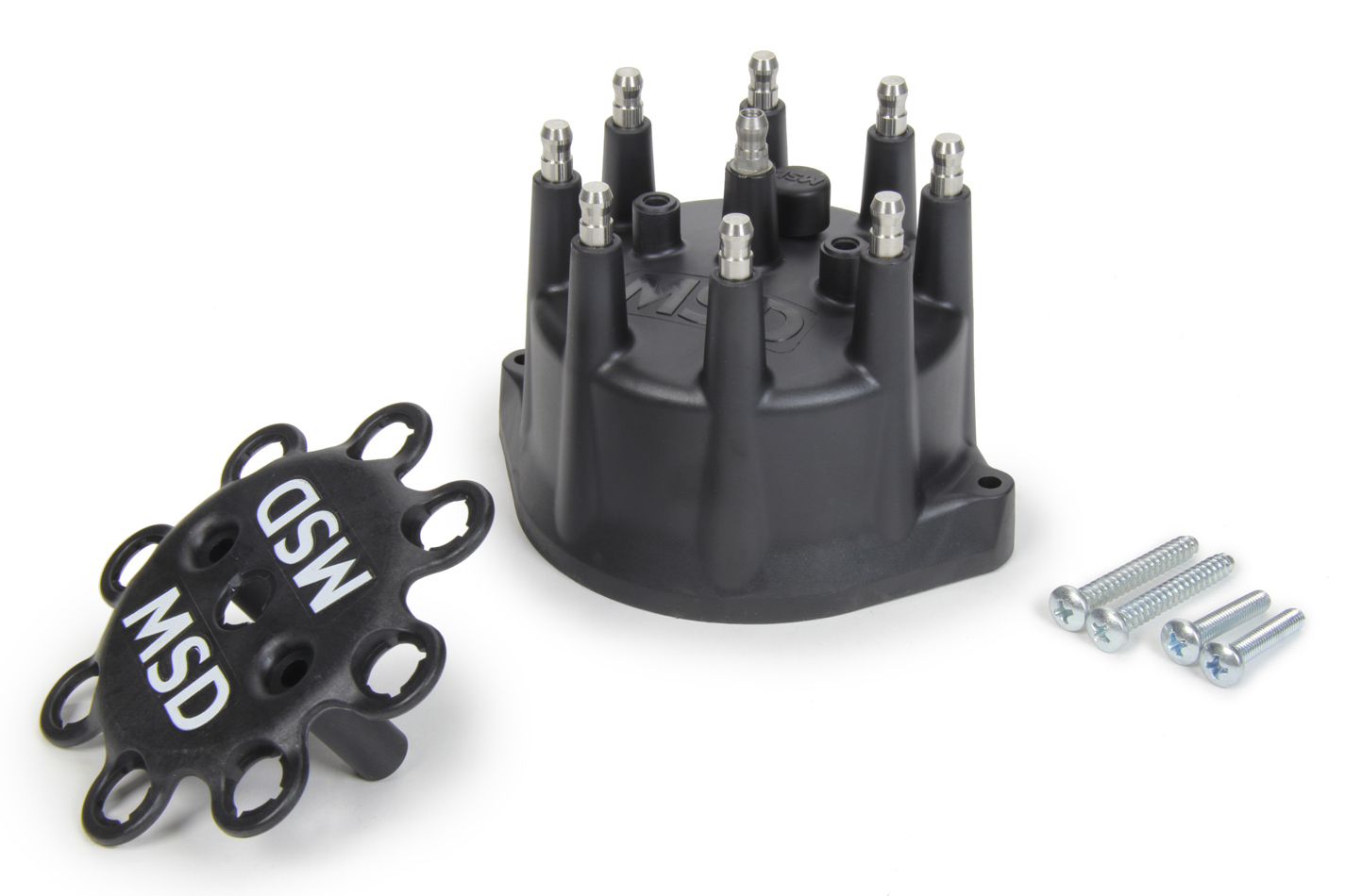 MSD Ignition 84313 Distributor Cap, HEI Style Terminals, Stainless Terminals, Screw Down, Black, Vented, MSD Small Diameter Distributors, V8, Each