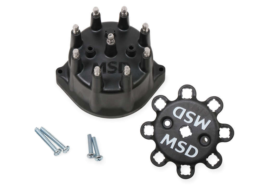 MSD Ignition 84318 Distributor Cap, Marine, HEI Style Terminals, Stainless Terminals, Screw Down, Black, Vented, Big Block Ford, Each