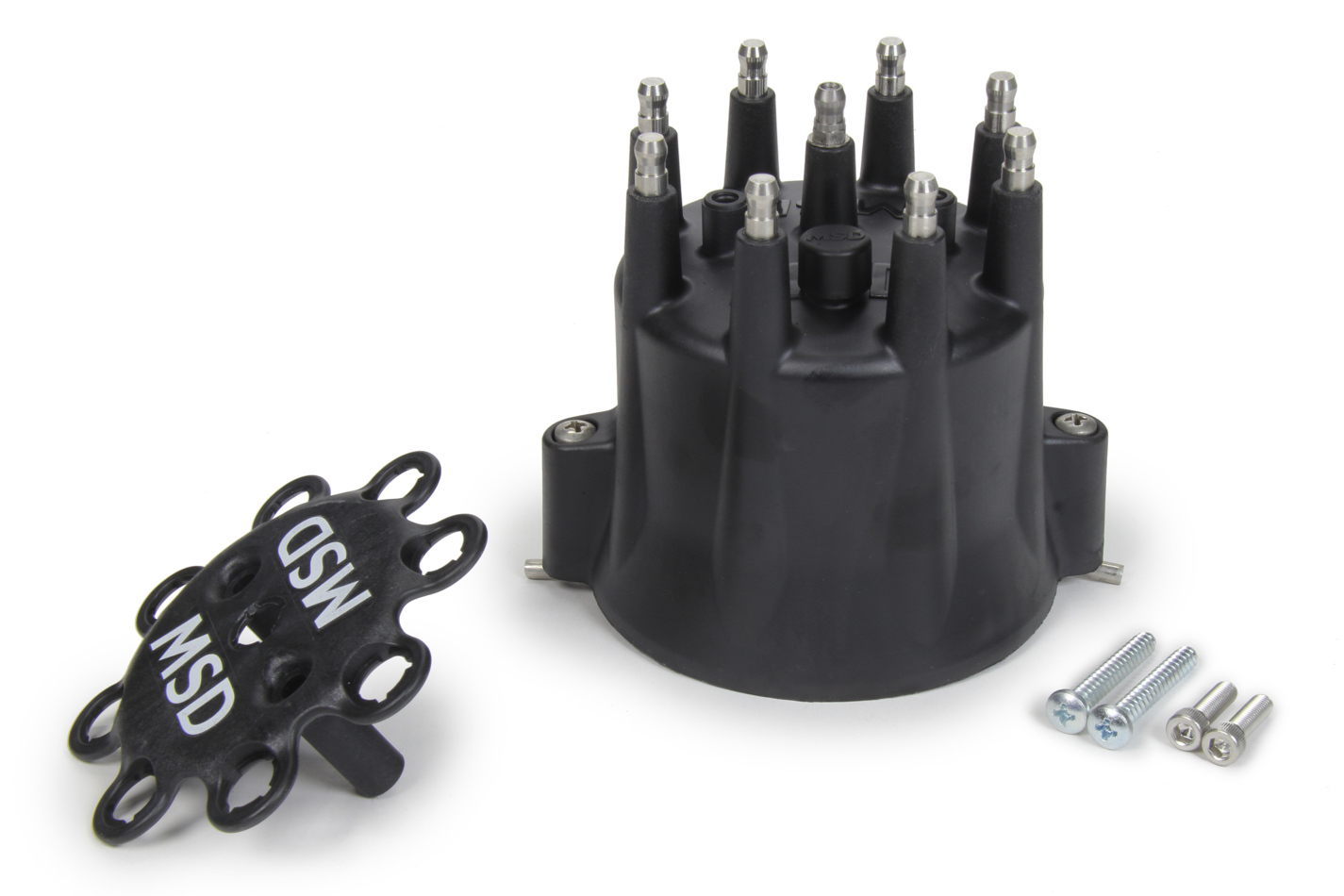 MSD Ignition 84333 Distributor Cap, HEI Style Terminals, Stainless Terminals, Twist Lock, Black, Vented, Chevy V8, Each