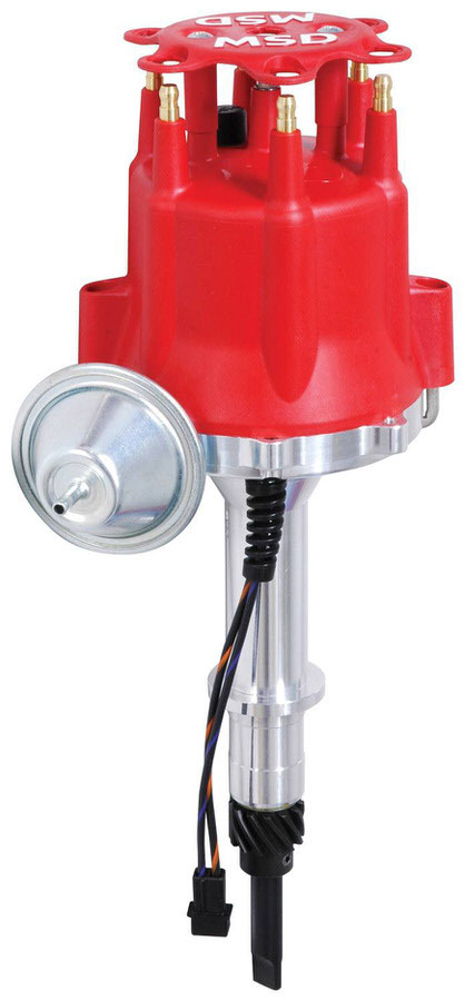 MSD Ignition 8515 Distributor, Pro-Billet, Magnetic Pickup, Vacuum Advance, HEI Style Terminal, Red, Chevy Inline-6, Each