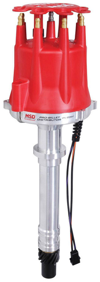MSD Ignition 85551 Distributor, Pro-Billet, Magnetic Pickup, Mechanical Advance, HEI Style Terminal, Red, Chevy V8, Each