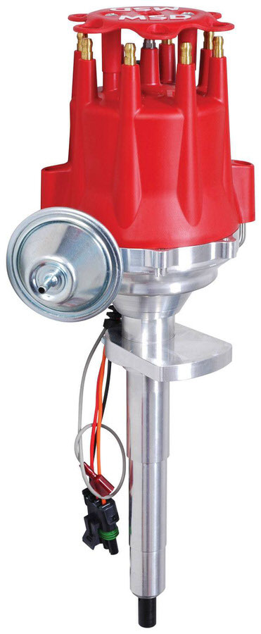 MSD Ignition 8573 Distributor, Pro-Billet, Ready-To-Run, Magnetic Pickup, Mechanical Advance, HEI Style Terminal, Red, Ford Flathead 1949-53, Each