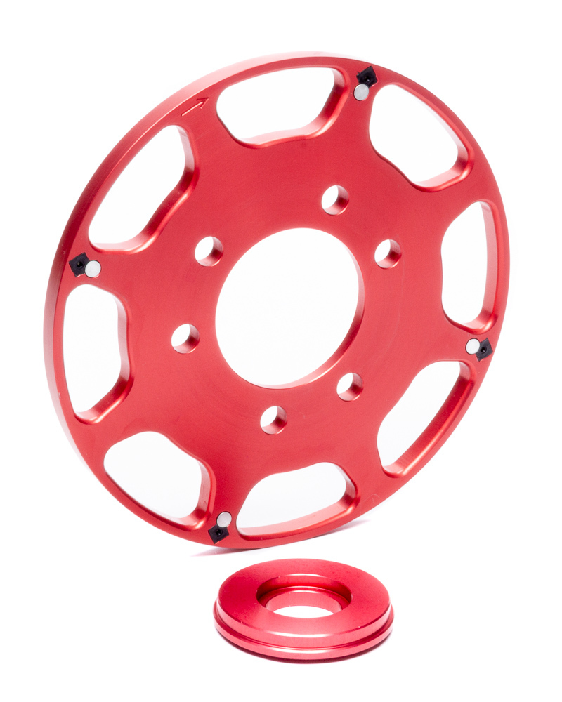 MSD Ignition 8611 Crank Trigger Wheel, Flying Magnet, 7.000 in Balancer, Aluminum, Red Anodized, Small Block Chevy, Kit
