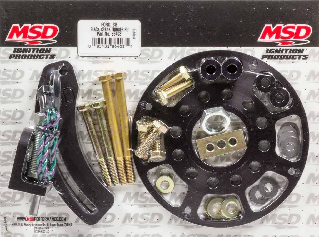 MSD Ignition 86403 Crank Trigger Kit, Flying Magnet, Trigger Wheel / Pickup, 6.562 in Balancer, Black, Small Block Ford, Kit