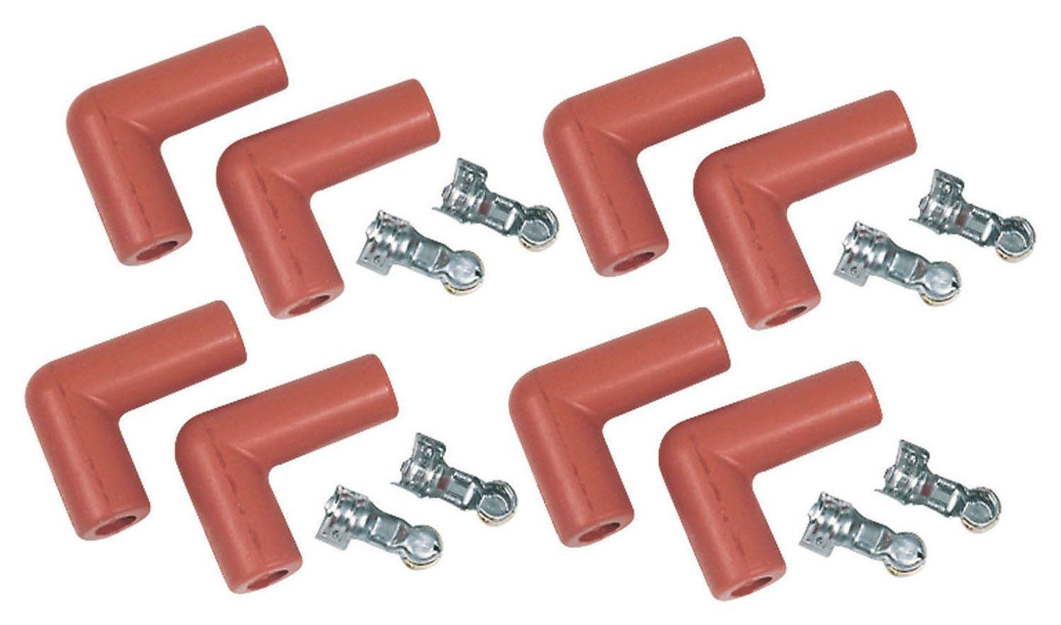 MSD Ignition 8852 Boot / Terminal Kit, Pro Race, Spark Plug, 8.5 mm, Red, 90 Degree, Set of 8