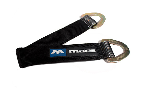 Macs Custom Tie Downs 121740 Axle Strap, 2 in Wide, 40 in Long, 10000 lb Capacity, Delta Rings, Sleeved, Polyester, Black, Each