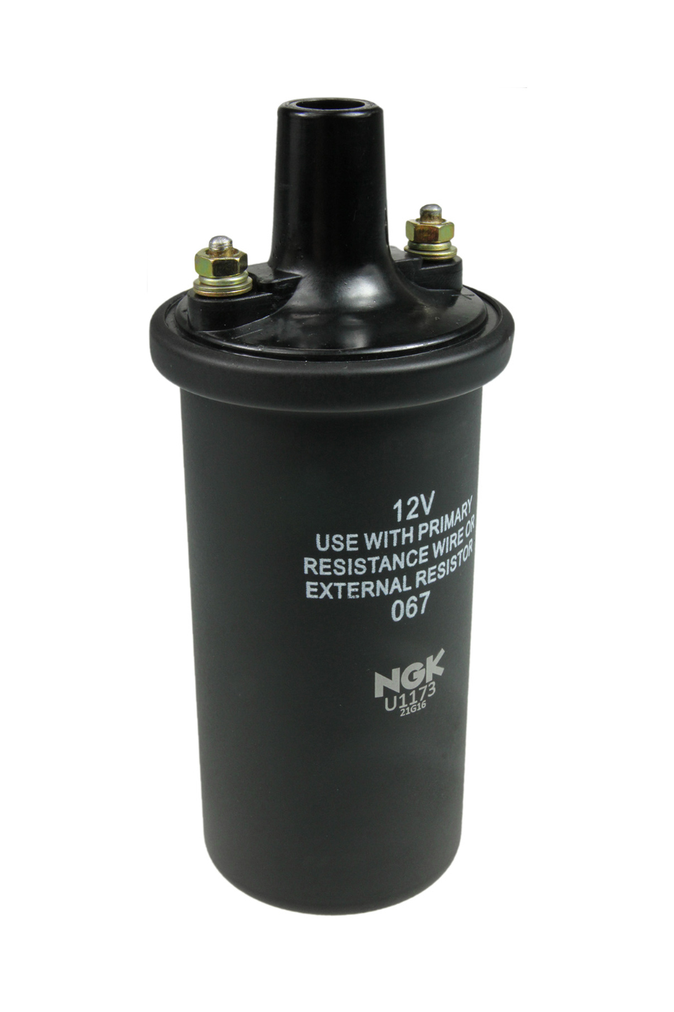 NGK U1173 Ignition Coil, Oil Filled Canister, OE Specs, 2 Male Threaded Terminal, 12 VDC, Standard Ignition, Black, Each