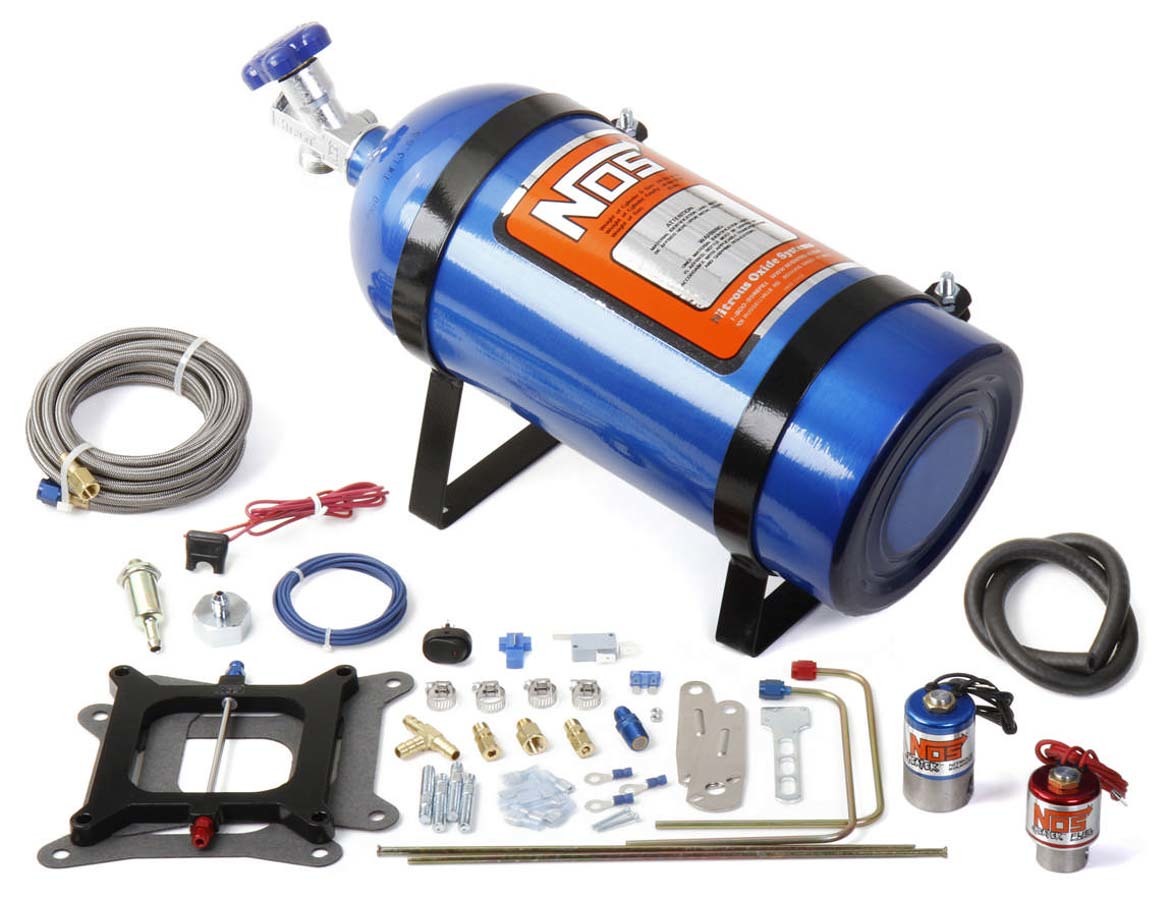 NOS 02001 Nitrous Oxide System, Cheater, Wet, Single Stage, 150-250 HP, 10 lb Bottle, Blue, Square Bore, Kit