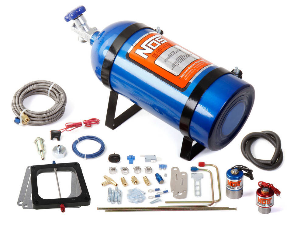 NOS 02002 Nitrous Oxide System, Cheater, Wet, Single Stage, 150-250 HP, 10 lb Bottle, Blue, Dominator Flange, Kit