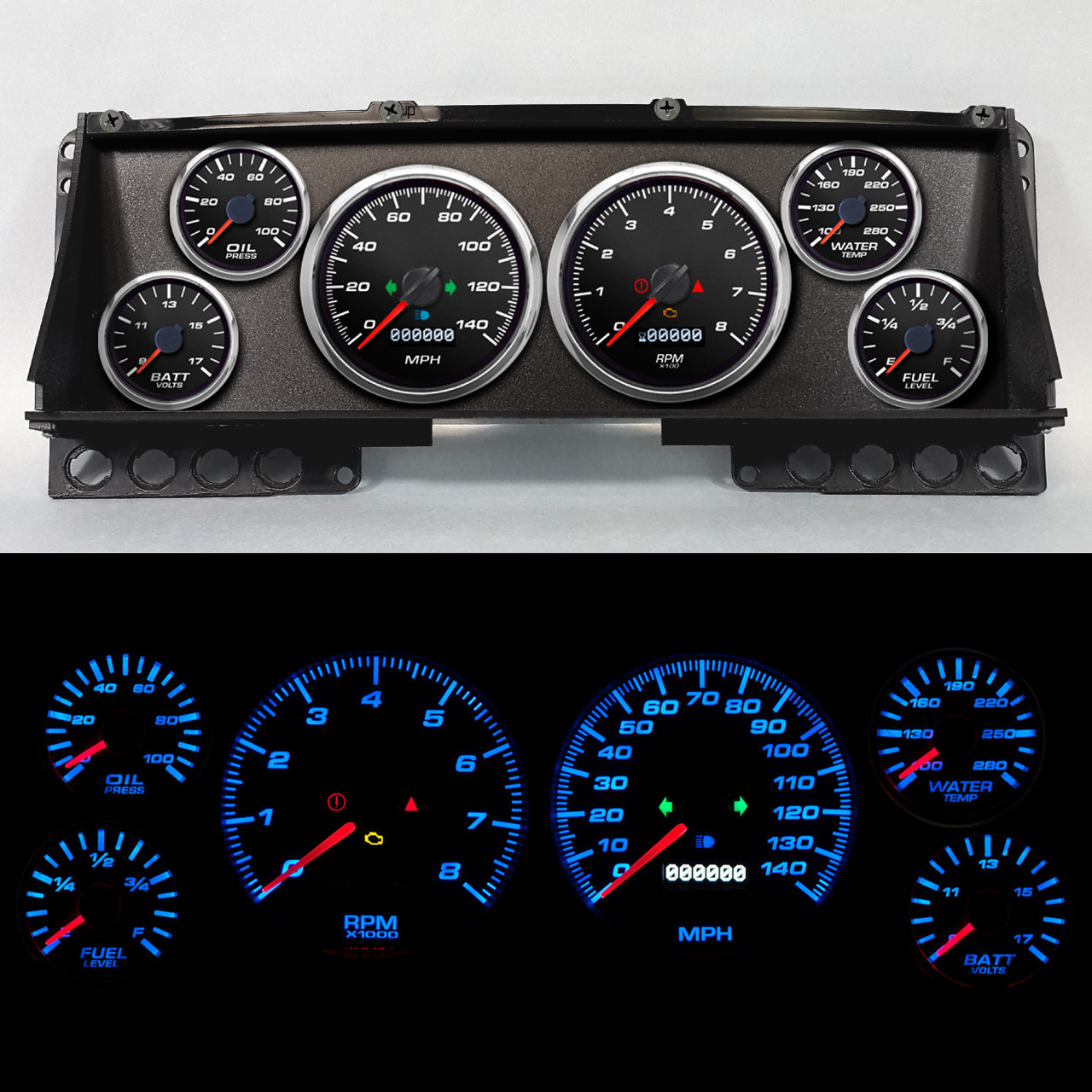 NEW VINTAGE USA — NEW VINTAGE USA Gauge Kit Ford Truck 87-91 Perf II Black
