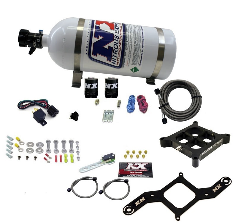 Nitrous Express 4150 Single Entry Billet Crossbar Nitrous Plate Kit (50-300HP) w/10lb Bottle thumbnail 6