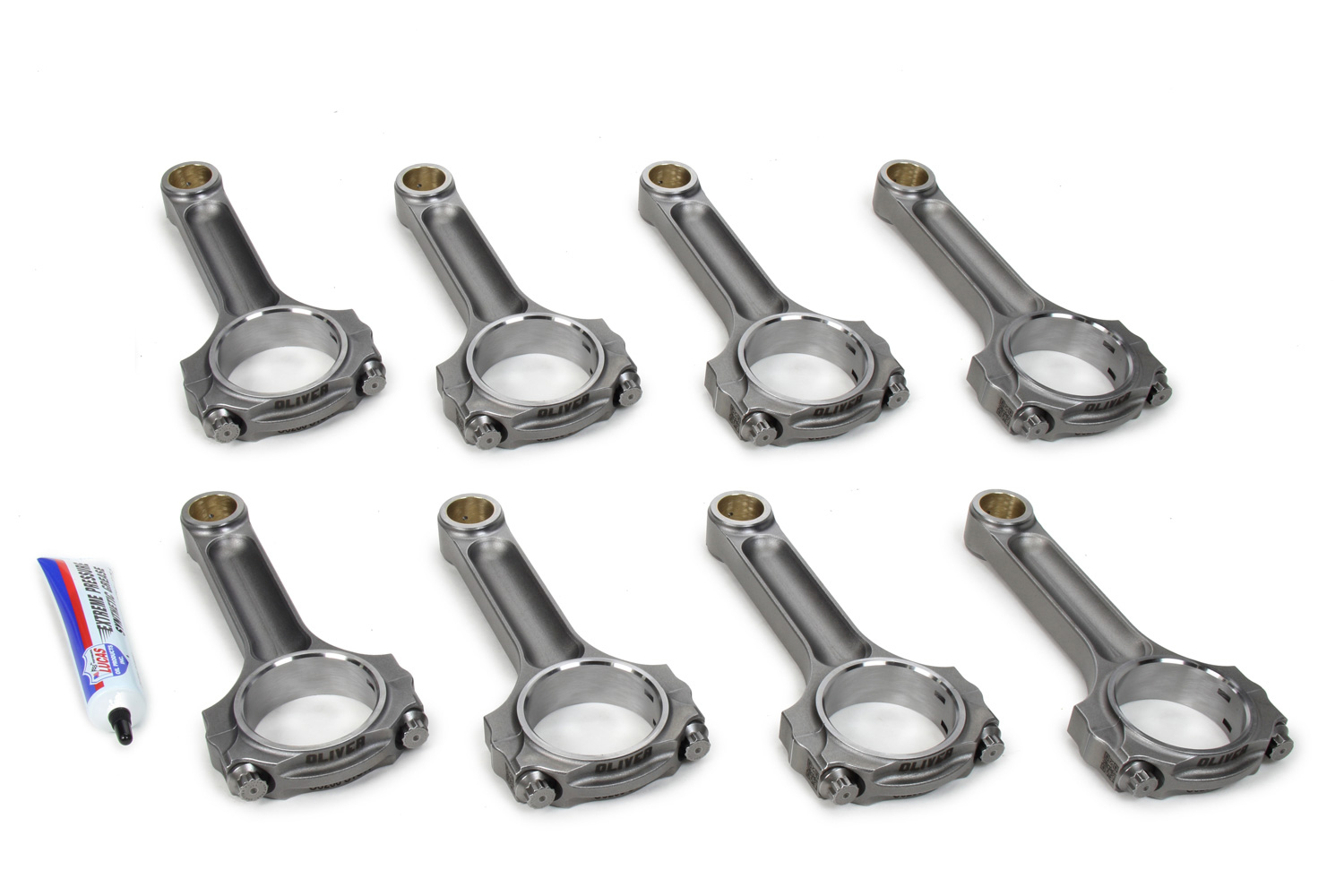 Oliver Rods C6000SMLT8 Connecting Rod, Standard Light, I Beam, 6.000 in Long, Bushed, 7/16 in Cap Screws, Forged Steel, Small Block Chevy, Set of 8