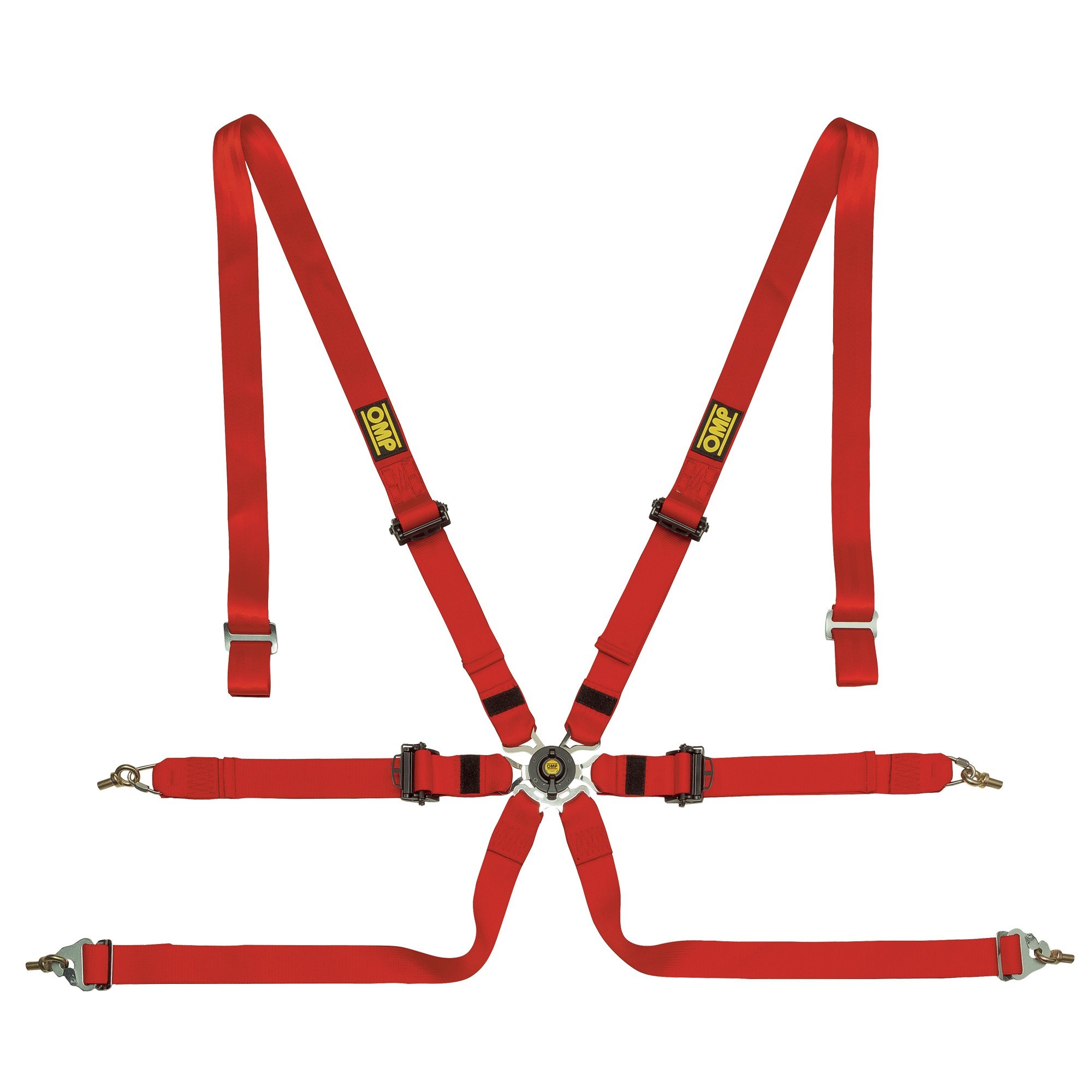 OMP Racing DA0202HSL061 - Harness, 0202 HSL, 6 Point, Camlock, FIA Approved, Pull Down Adjust, Clip-In / Wrap Around, Individual Harness, Red, Kit