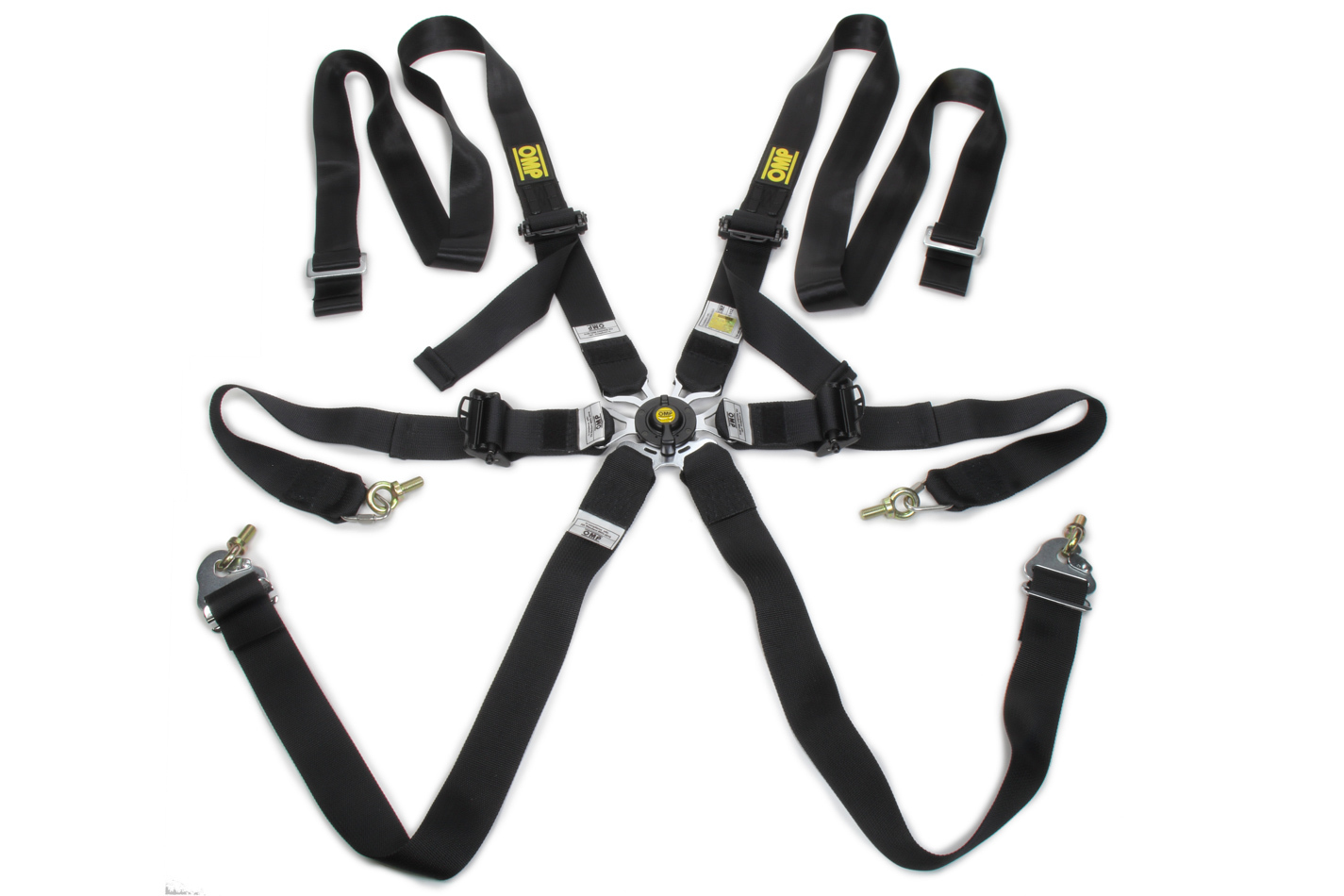 OMP Racing DA0202HSL071 - Harness, 0202 HSL, 6 Point, Camlock, FIA Approved, Pull Down Adjust, Clip-In / Wrap Around, Individual Harness, Black, Kit