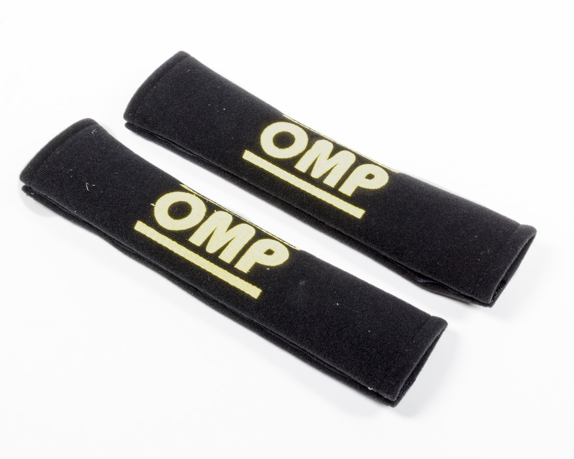 OMP Racing DB450N - Harness Pad, Hook and Loop Closure, Black, Velour, 2 in Belts, Pair