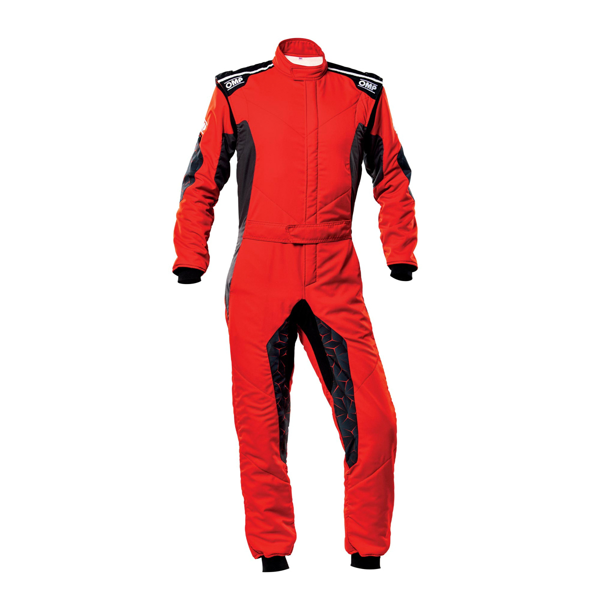 OMP Racing IA0186406056 Driving Suit, Tecnica Hybrid, 1-Piece, FIA Approved, Double Layer, Fire Retardant Fabric, Red / Black, Size 56, Large, Each