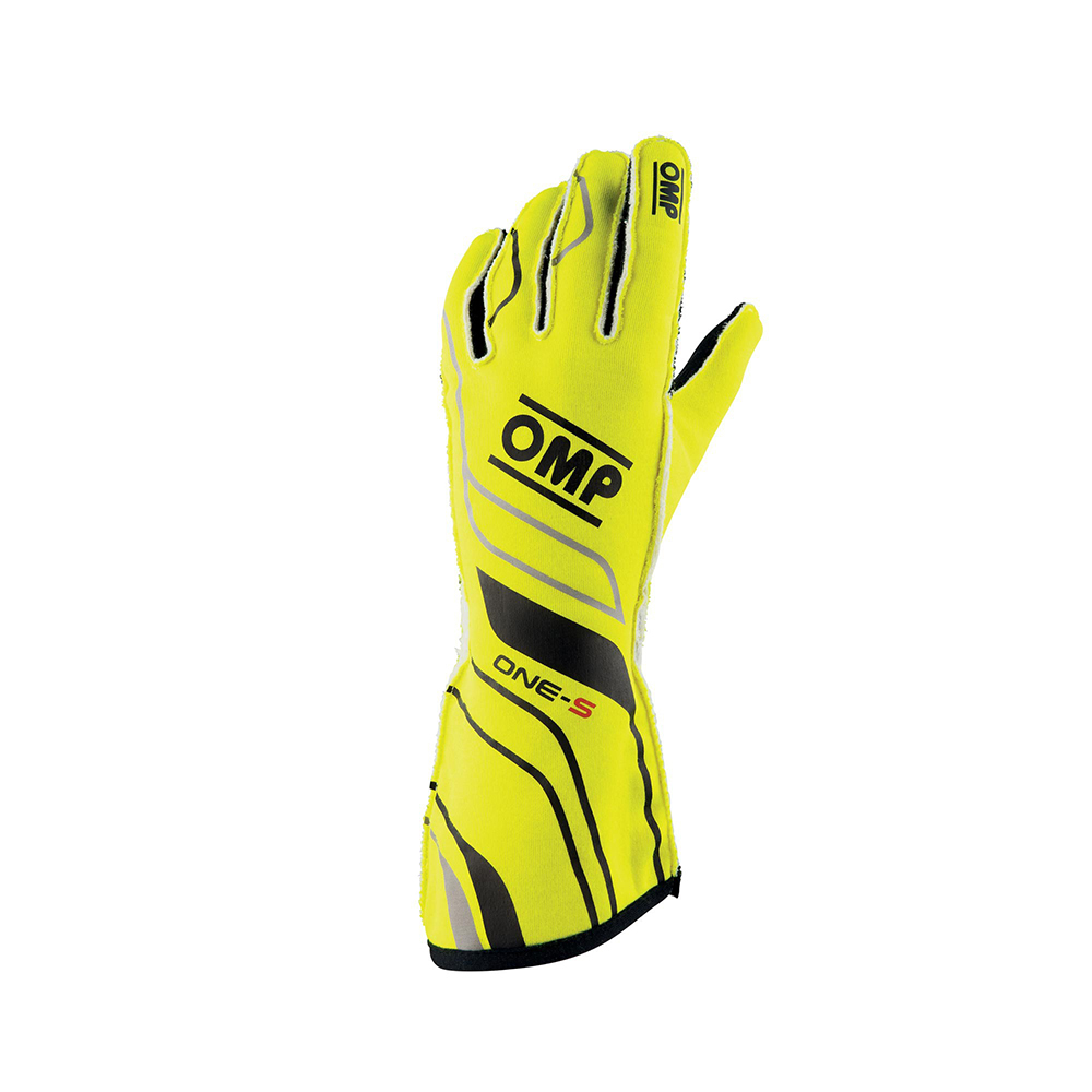 OMP Racing IB770GFM Driving Gloves, One-S, FIA Approved, Single Layer, Fire Retardant Fabric, Yellow, Medium, Pair