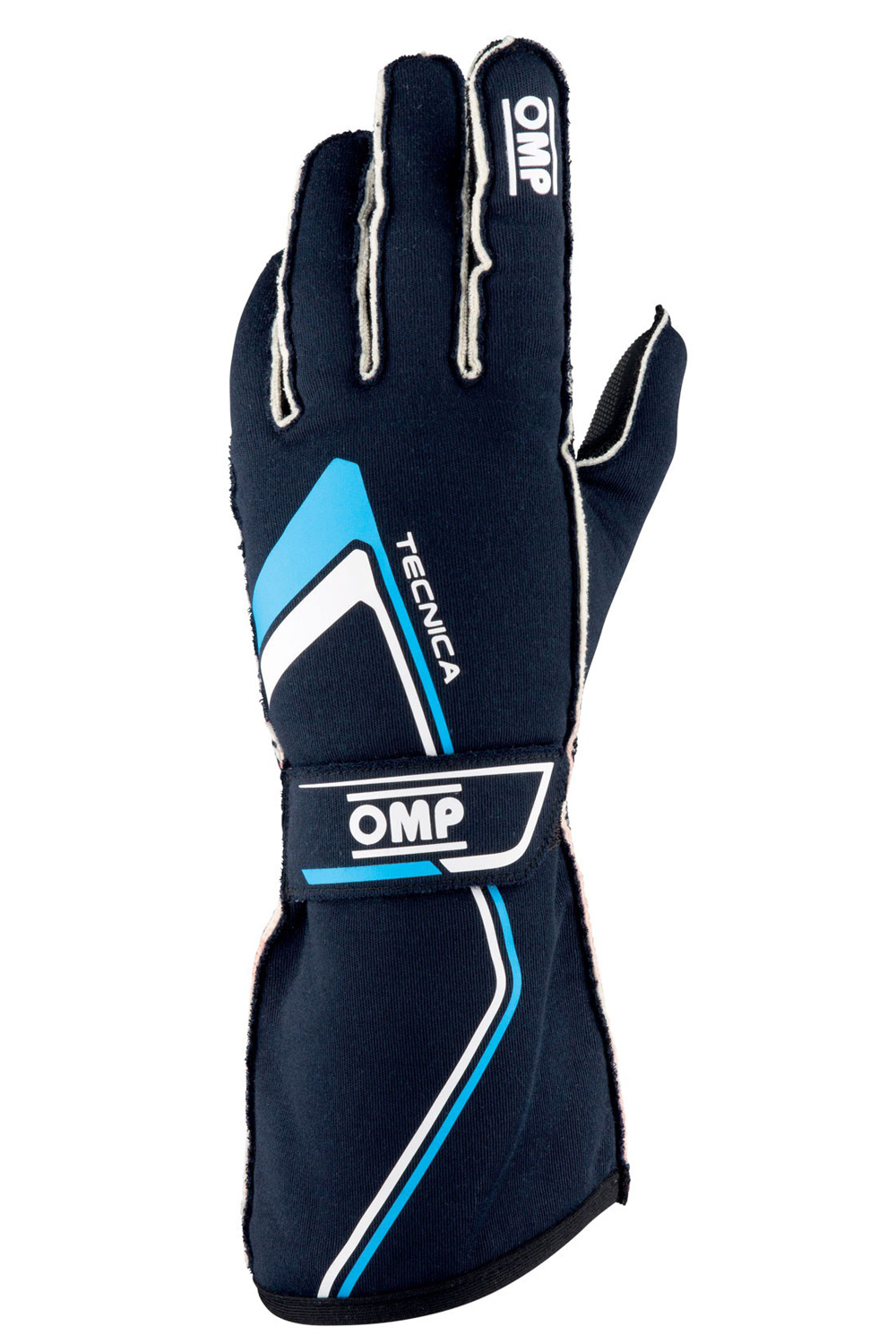 OMP Racing IB772BCS Driving Gloves, Tecnica, FIA Approved, Double Layer, Fire Retardant Fabric, Blue / Cyan, Small, Pair