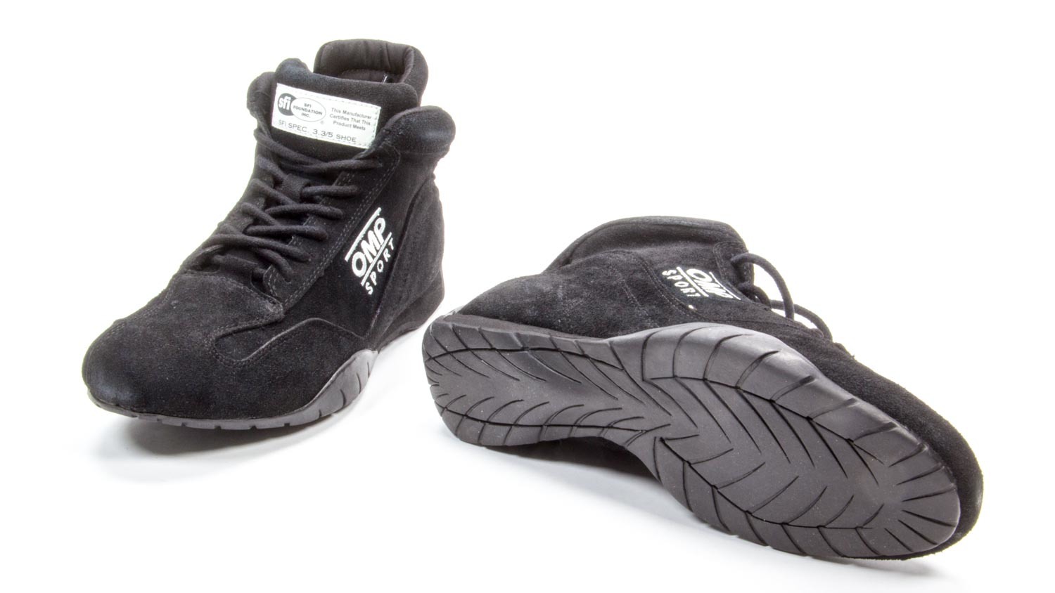 OMP Racing IC792071100 Shoe, OS 50, Driving, Mid-Top, SFI 3.3/5, Suede Leather Outer, Black, Size 10, Pair