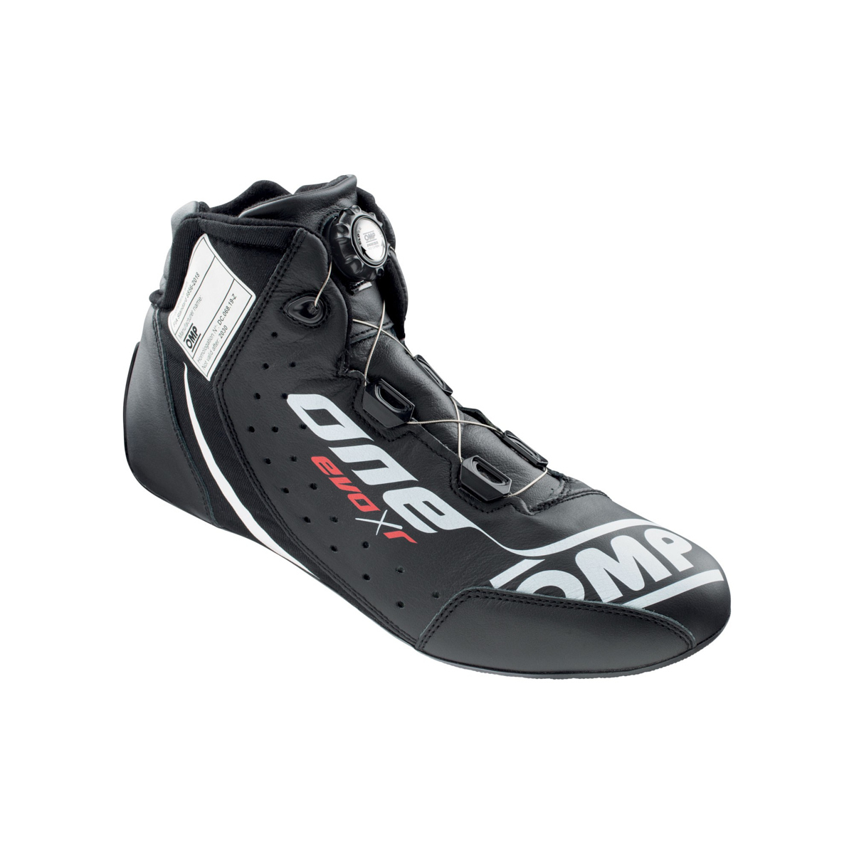 OMP Racing IC805E07147 Driving Shoe, One Evo X R, Mid-Top, FIA Approved, Leather Outer, Fire Retardant Fabric Inner, Black Euro Size 47, Pair
