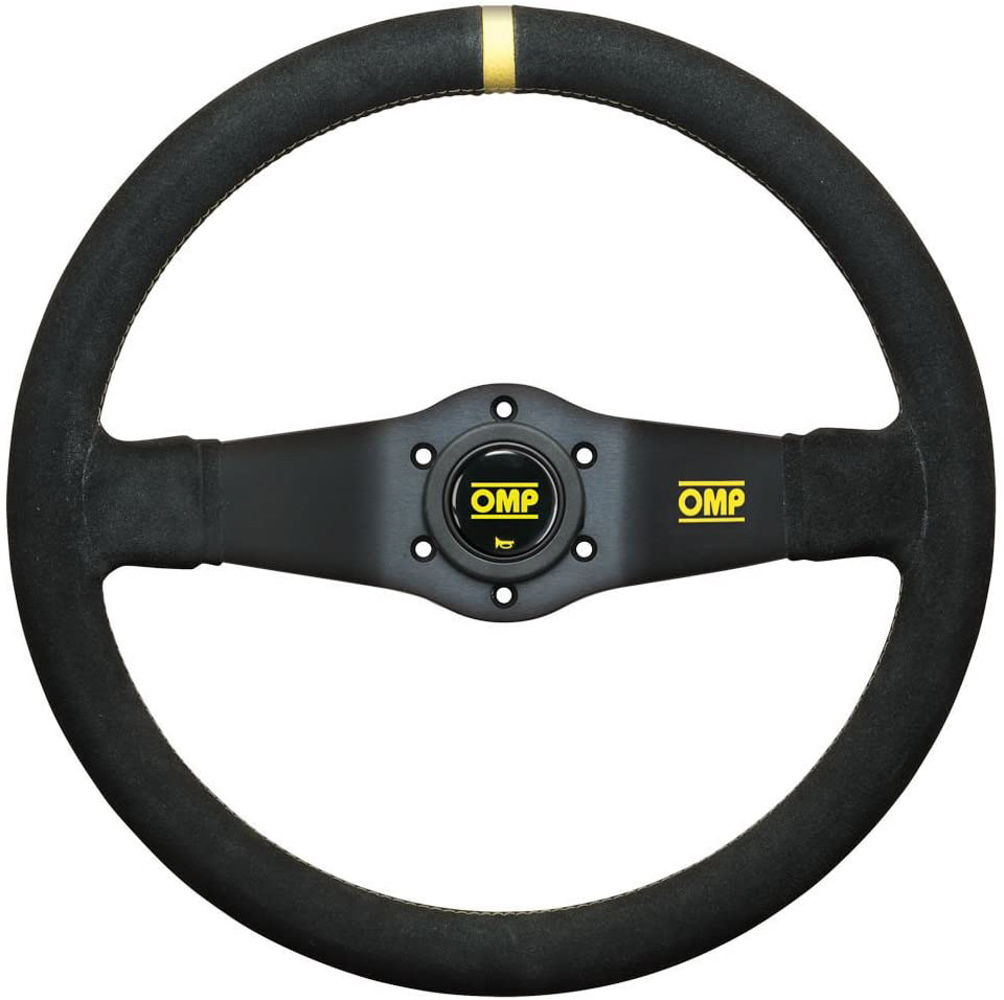 OMP Racing ID1951 Steering Wheel, Scamociato, 350 mm Diameter, 2-Spoke, Smooth Grip, Aluminum, Black Anodized, Each