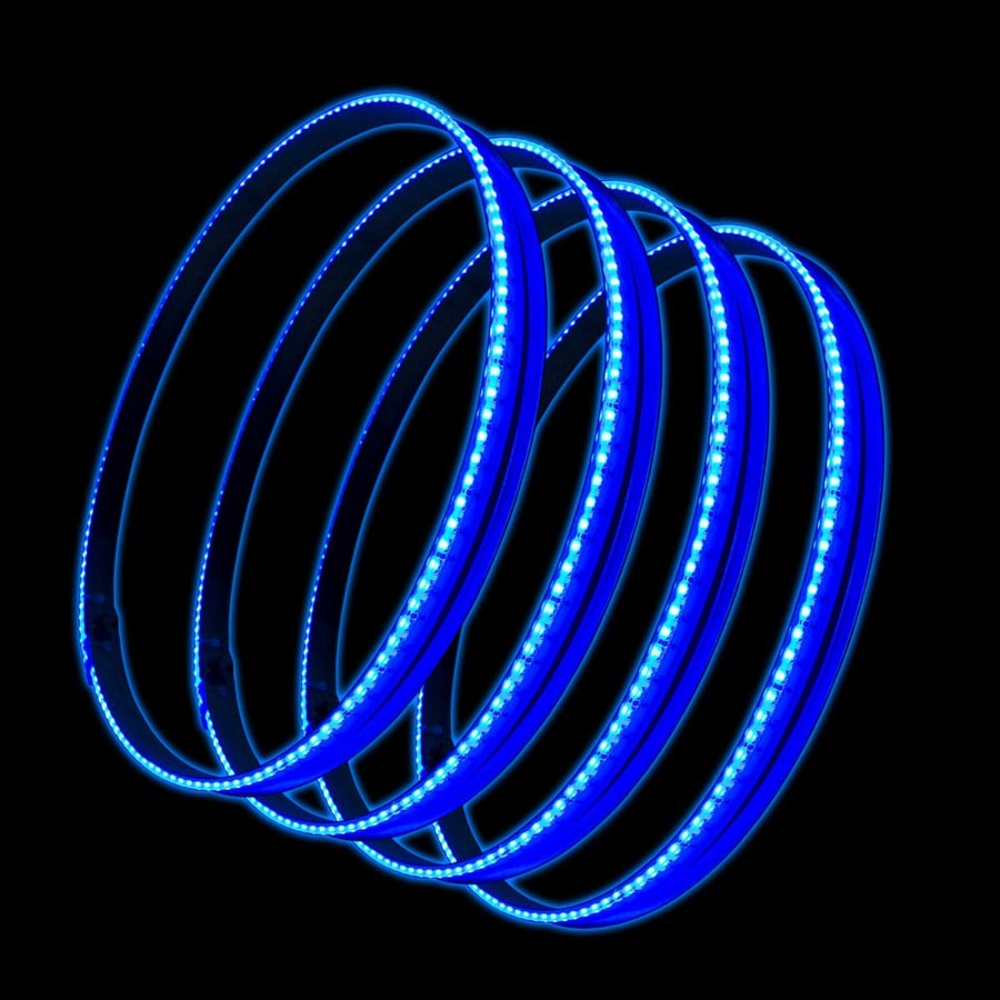Lighted Wheel Ring Kit - LED - 15.5 in Diameter - Bracket / Mounting Hardware Included - Aluminum - Blue - Kit
