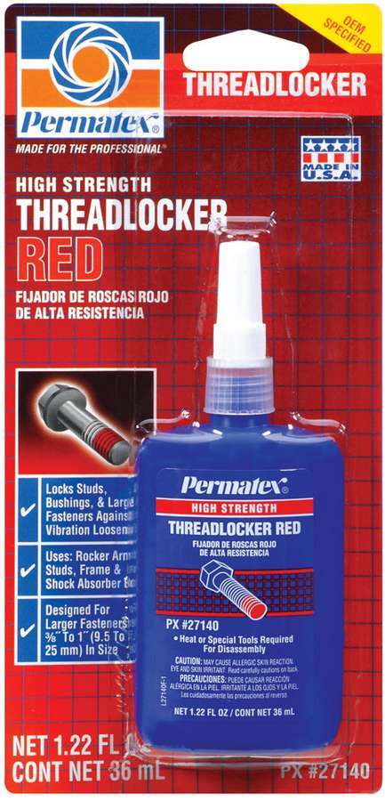 Permatex 27140 High Strength Threadlocker Red 36 Ml Bottle