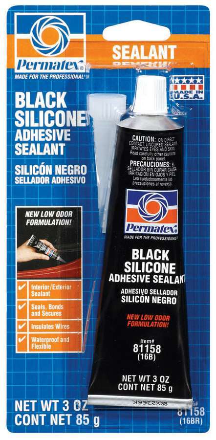 Permatex 81158 Sealant, Black Silicone Adhesive Sealant, Silicone, 3.00 oz Tube, Each