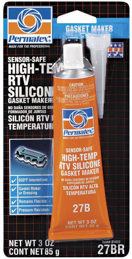 Permatex 81422 Sealant, Sensor Safe High Temperature RTV, Silicone, 3.00 oz Tube, Each