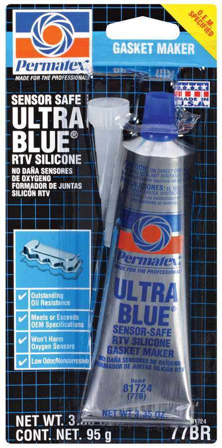 Permatex 81724 Sealant, Sensor Safe Ultra Blue, Silicone, 3.00 oz Tube, Each