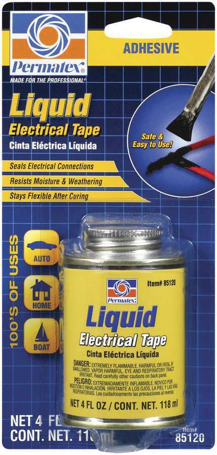 Permatex 85120 Adhesive, Liquid Electrical Tape, 4.00 oz Brush Top Can, Each