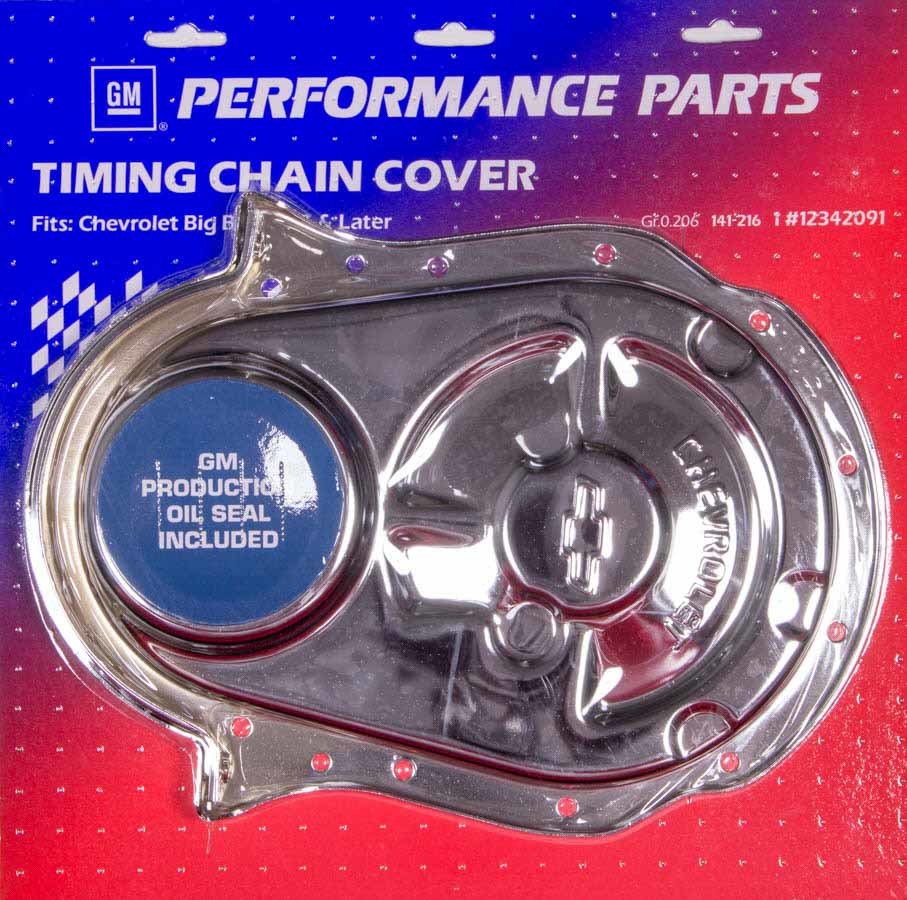 Proform 141-216 Timing Cover, 1-Piece, Seal Included, Chevrolet / Bowtie Logo, Steel, Chrome, Big Block Chevy 1965-90, Each